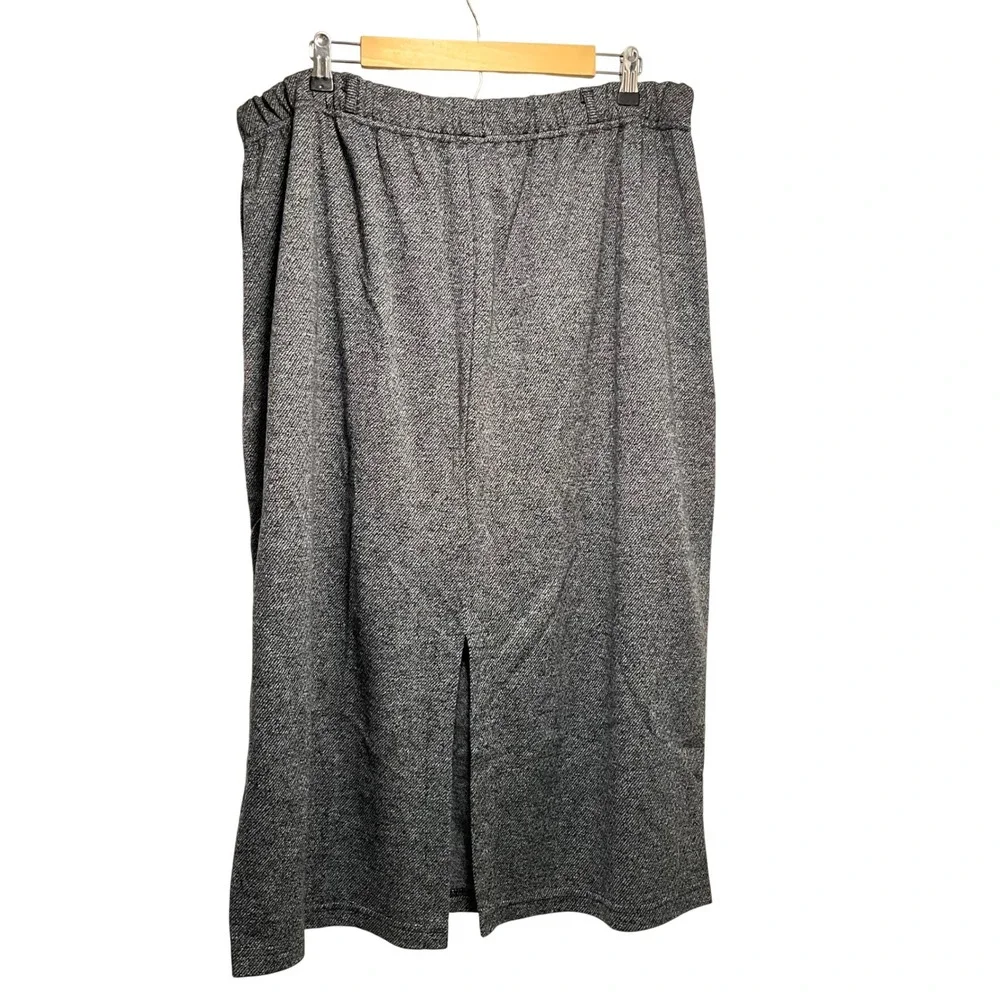 Jacque & Koko Grey Marl Knit Midi Skirt Elastic Waist Pockets Plus Size 22/24
